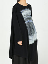 Loose Cropped Round-Neck Printed Shirt